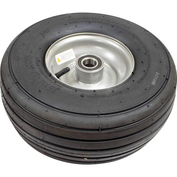 Tedder Tire Wheel Assembly 15x6.00-6 6-Ply Rib Compatible with Krone Kuhn John Deere New Holland M&W Sitrex 1" Bore 6205-2RS Bearings 3-3/16" Hub Complete Baler Tedder