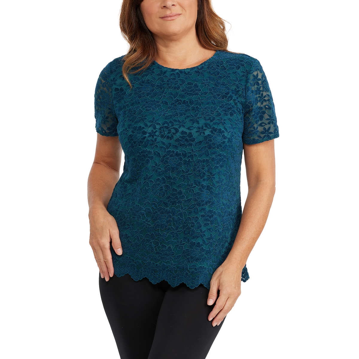 Teddi Rose Women s Lace Blouse Top Teal Medium