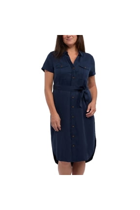 Women's Tencel Shirt Dress | Navy, X-Large