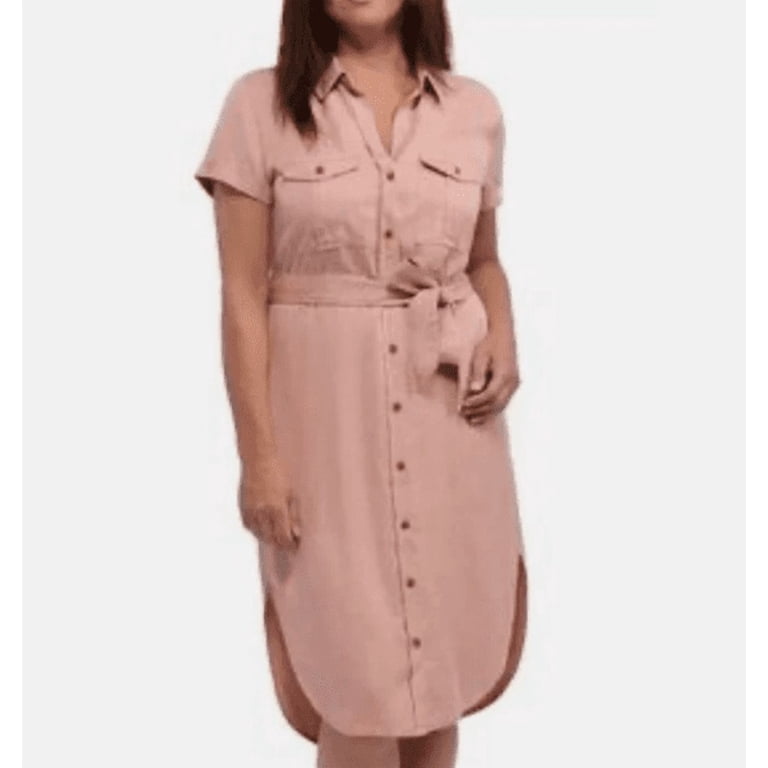 Teddi Rose Dresses | Teddi Rose Women's S Shirt Dress Terracotta Tencel E0838 | Color: Pink | Size: S