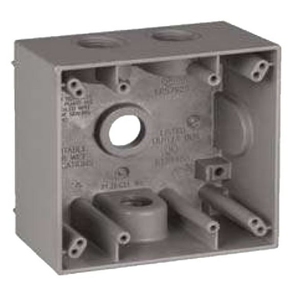 Teddico/Bwf TGB-54V Outlet Box, 2-Gang, 4-Knockout, 4-1/2 in, Metal, Gray, Powder-Coated
