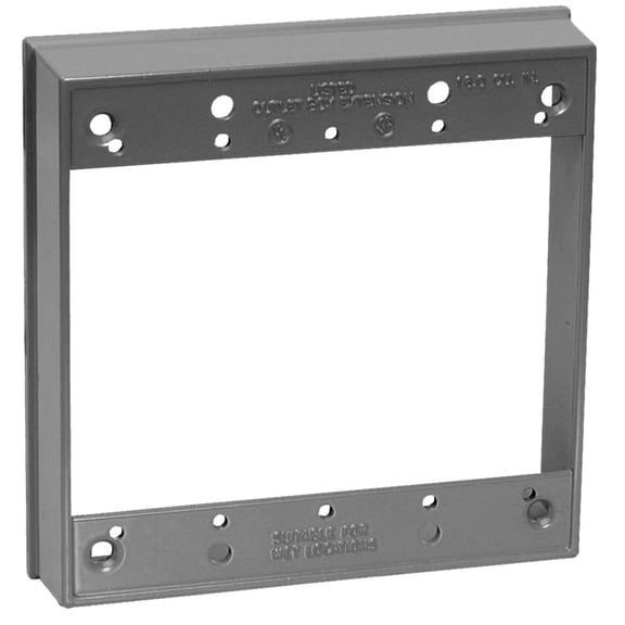 Teddico/Bwf EXR-2V Outlet Box Extension, 4-9/16 in L, 1 in W, 2-Gang, Metal, Gray, Powder-Coated