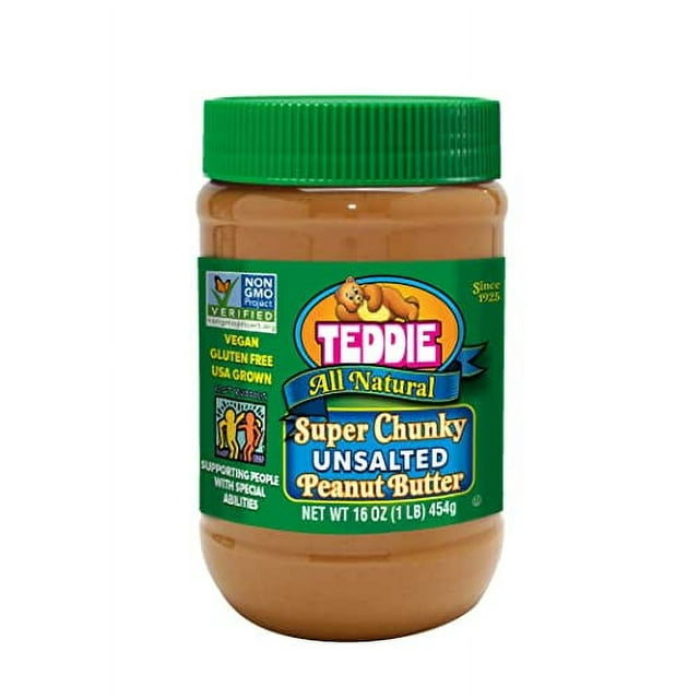 Teddie All Natural Peanut Butter, Super Chunky Unsalted 1pk, Gluten