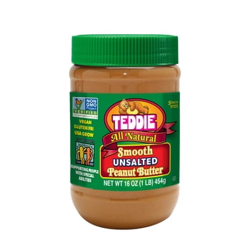 Teddie All Natural Smooth Unsalted Peanut Butter, 16 oz