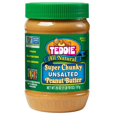 Teddie All Natural Super Chunky Unsalted Peanut Butter, 26 oz