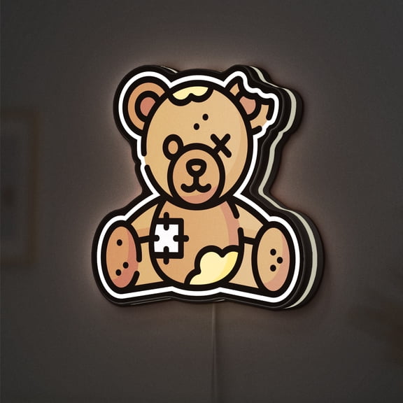 Teddy Bear 3D Novelty Light Box, Vintage-Inspired Illuminated Decor for Nursery and Kids’ Rooms, Ideal for Nostalgia Lovers (Height 8 inch, 20cm)