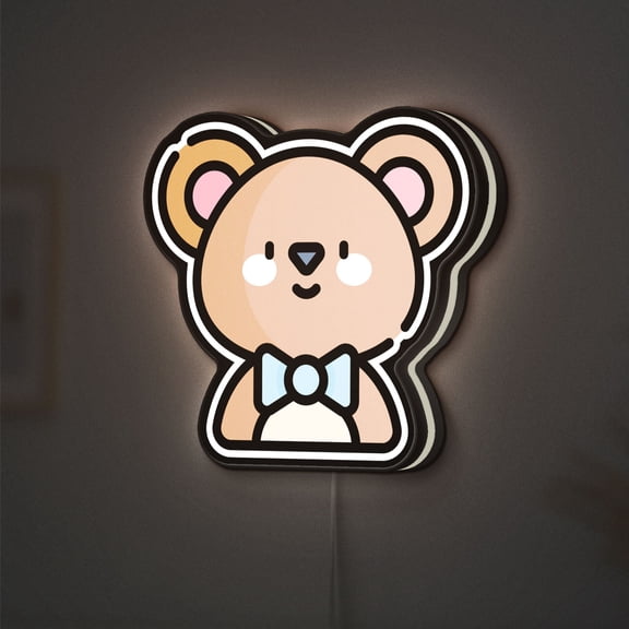 Teddy Bear 3D Novelty Light Box, Whimsical Display Light for Gift Shops and Tourist Souvenir Corners (Height 8 inch, 20cm)