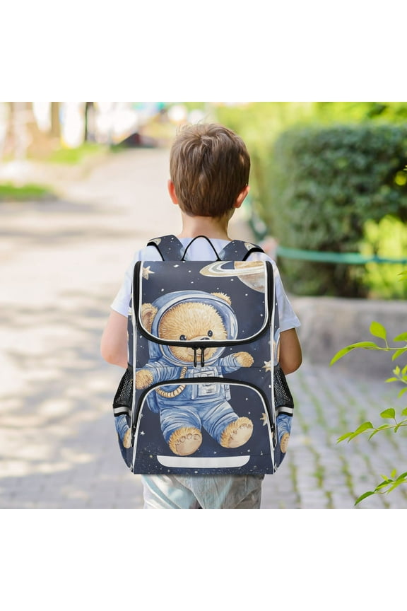 Teddy Bear Astronaut Backpack Big Laptop Backpack Casual Daypack Quilted Large Capacity Large Bookbags
