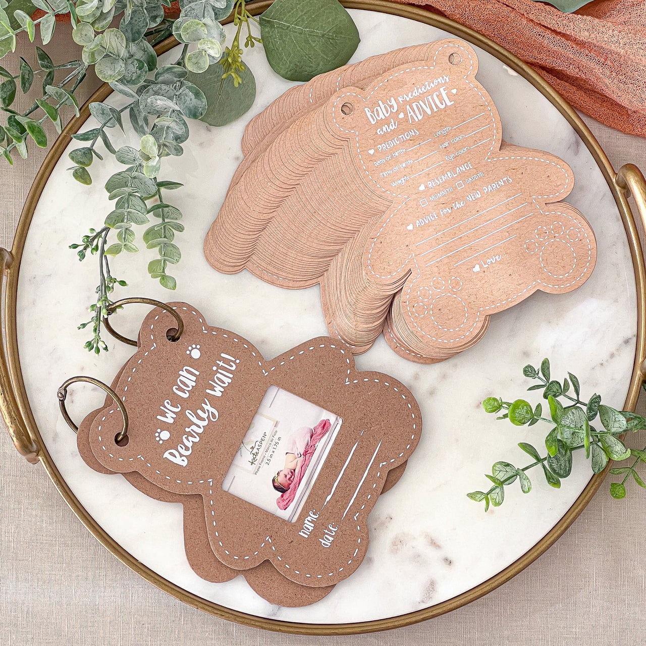 Teddy Bear Baby Prediction Card Book Keepsake, By Kate Aspen Advice Cards, Best Wishes, Boho Baby Shower Decoration, Gender Neutral Baby Shower Game & Party Activity