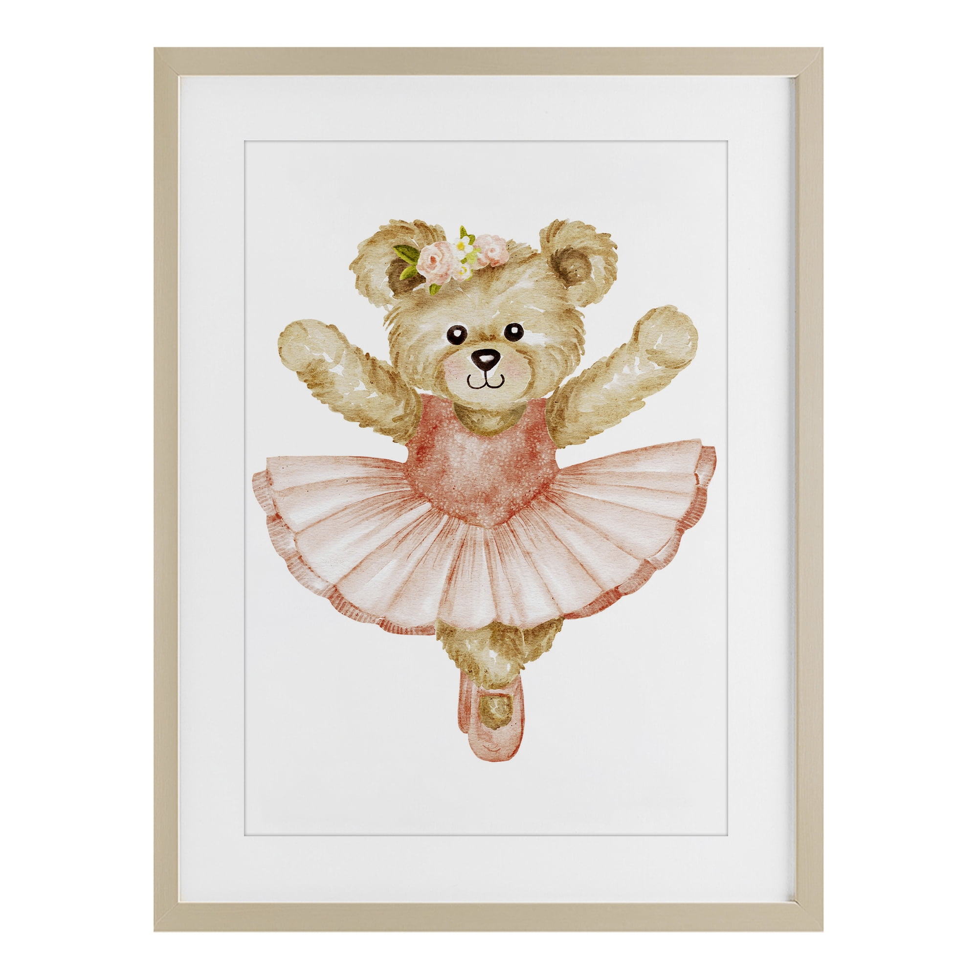 Teddy Bear Ballet Tutu Birch Framed Print Under Glass, design by Amy Hall