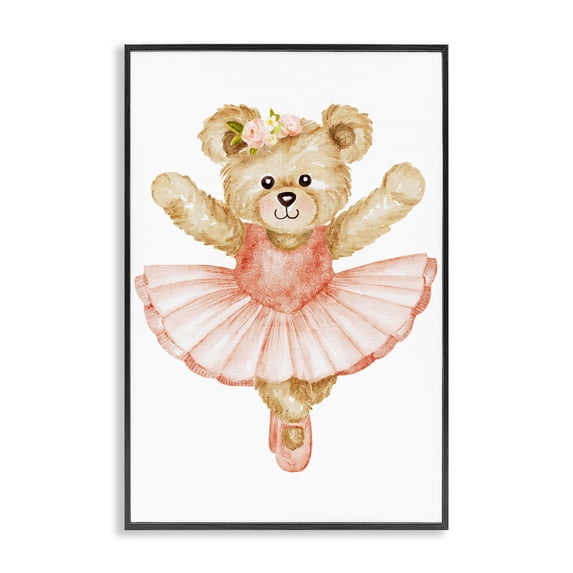 Stupell Industries Eclectic Teddy Bear Ballet Tutu Black Framed Giclee Art, 12 x 18, by Amy Hall