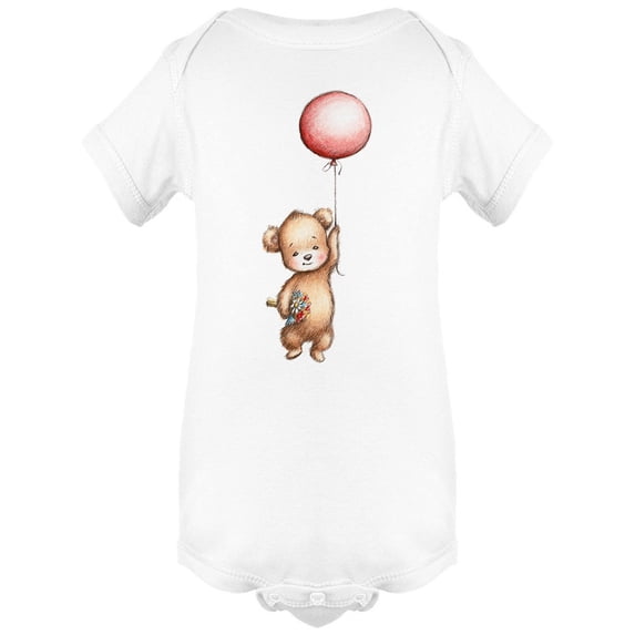 Teddy Bear Balloon & Flowers Bodysuit Infant -Image by Shutterstock, Newborn