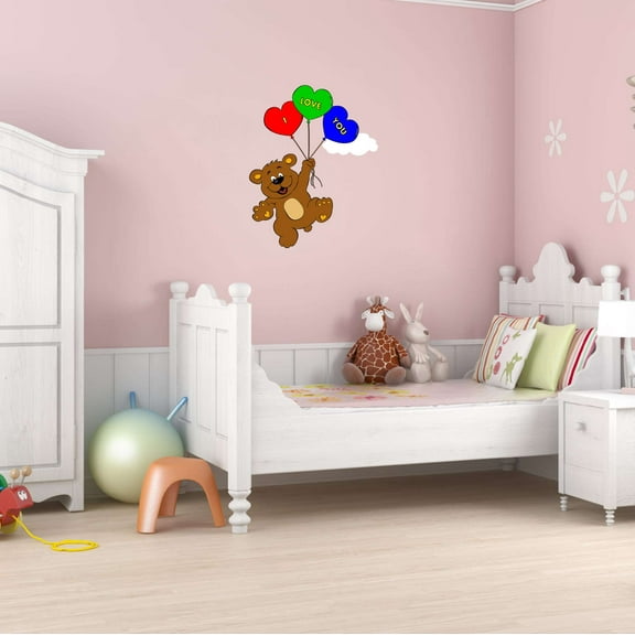 Teddy Bear Balloons I Love You Mother Mom Mommy YaYa Nana Girls Love Beautiful Crown Prince Unicorns Royalty Sweet Dreams Decorating Holiday Gift Ideas Wall Decal Sticker - Size: 8 In X 10 In