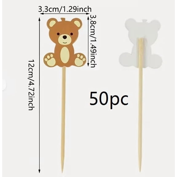 Teddy Bear Bamboo Cocktail Picks Eco-Friendly Reusable Appetizer Skewers