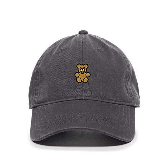 Teddy Bear Baseball Cap Embroidered Cotton Adjustable Dad Hat Charcoal