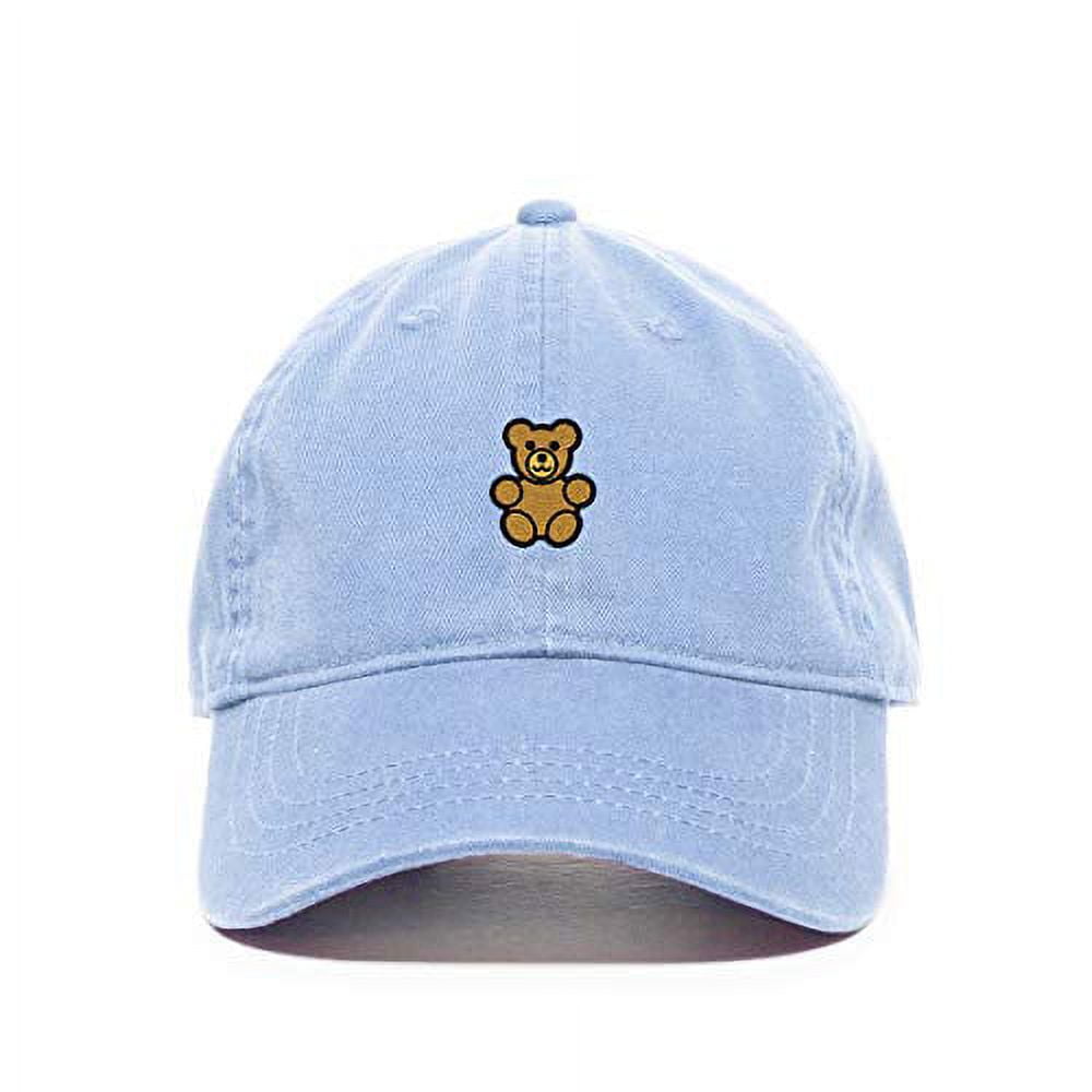 Teddy Bear Baseball Cap Embroidered Cotton Adjustable Dad Hat Light Blue