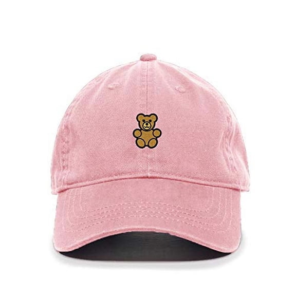 Teddy Bear Baseball Cap Embroidered Cotton Adjustable Dad Hat Light Pink