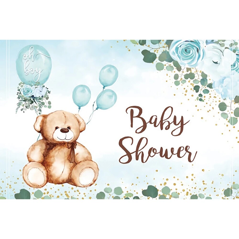 Pink And Light Brow Teddy Bear Round Birthday Backdrop