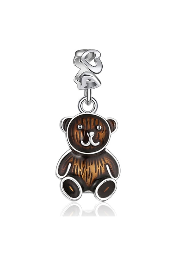 Teddy Bear Charm European Bead Sterling Silver Ginger Lyne Collection