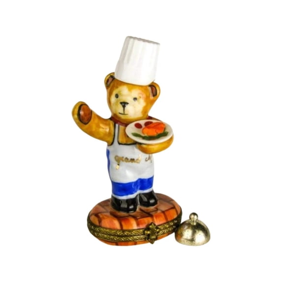 Teddy Bear Chef Limoges Box for Collectors Limoges Box Porcelain Figurine