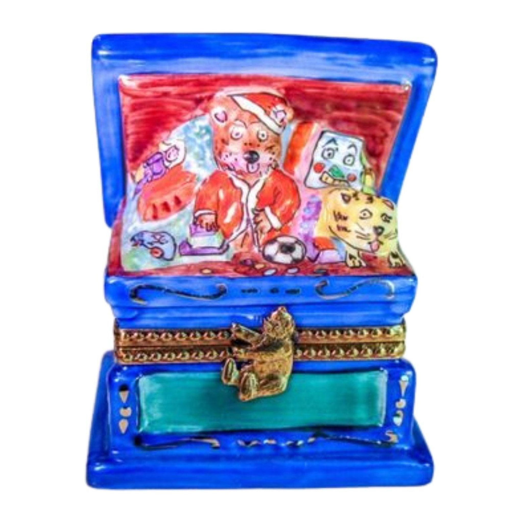Teddy Bear Chest of Toys from Santa - RARE Limoges Box Porcelain ...
