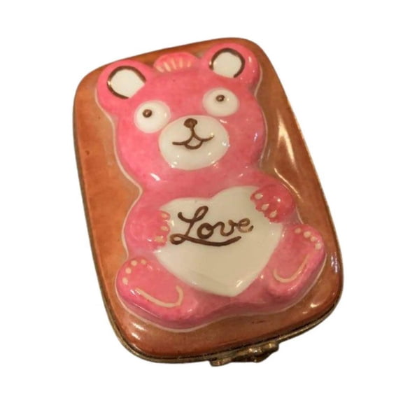 Teddy Bear Keepsake Box for Cherished Memories Limoges Box Porcelain Figurine