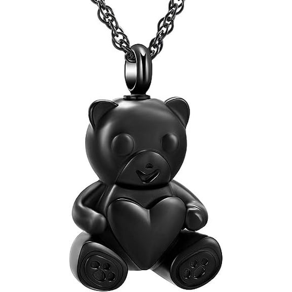 Teddy Bear With Heart Cremation Urn Nekclaces Ashes Jewelry for Men Women Urn Keepsake Locket