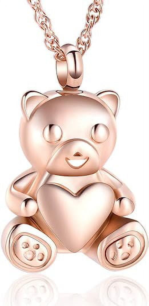 Teddy Bear Cremation Urn Nekclaces Ashes Jewelry for Men Women Heart