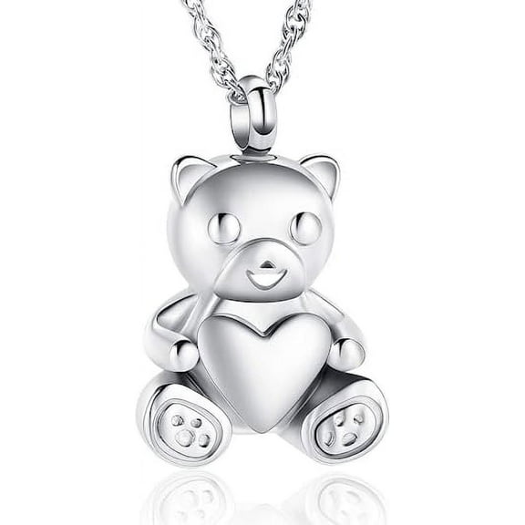 Teddy Bear Cremation Urn Nekclaces Ashes Jewelry for Men Women Heart Memorial Urn Keepsake Locket Pendant Ash Holder