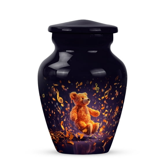 Teddy Bear Cremation Urns For Adult Ashes Men, Black Little Memorial Urns For Funeral, Purple Keepsake Urn For Human Ashes, Small Decorative Urn For Mom And Dad, 3inch