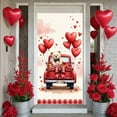 thumbnail image 1 of Teddy Bear Design Valentine's Day Banner Red Truck Romantic Backdrop Rose Flowers Heart Balloons Love Display for Valentine's Day Party Romantic Date Anniversary Celebration, 1 of 9