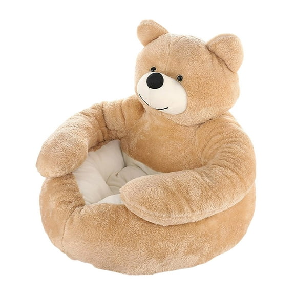 Teddy Bear Dog Bed, 2026 New Cozy Fluffy Plush Cat Sofa Bed with Arms, Non-Slip Detachable Warm Cuddle Bed for Cats Dogs, Coffee