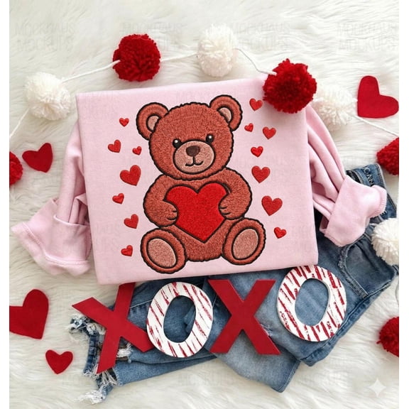 Teddy Bear Embroidery Design With Heart, Cute Valentine Bear, Love Bear Embroidery Patterns, Instant Dst Pes