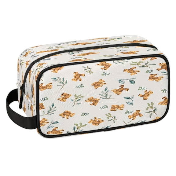 Teddy Bear & Foliage Pattern Toiletry & Cosmetic Bag