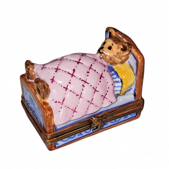 Teddy Bear in Bed 1 Limoges Box Gift | Limoges Boutique Limoges Box Porcelain Figurine