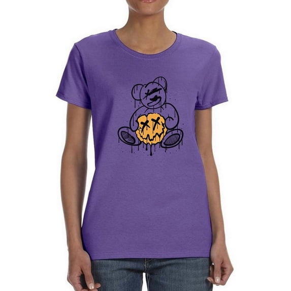 Teddy Bear Hand Drawn Smile Shaped T-Shirt Women -Image by Shutterstock, Female x-Large