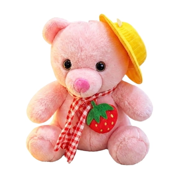 Teddy Bear Hanging Stuffed Animal with Lanyard, Embroidered Strawberry Plush Teddy Bear Doll, 6.7" Soft Fluffy Hanging Pendant Toy, Romantic Gift for Adult, Valentine's Day Birthday Holiday