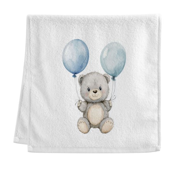 Teddy Bear Holding Blue Balloons Pure Cotton Towels Bath Towel Quick Drying for Bathroom Beach Sports 16" x 30"