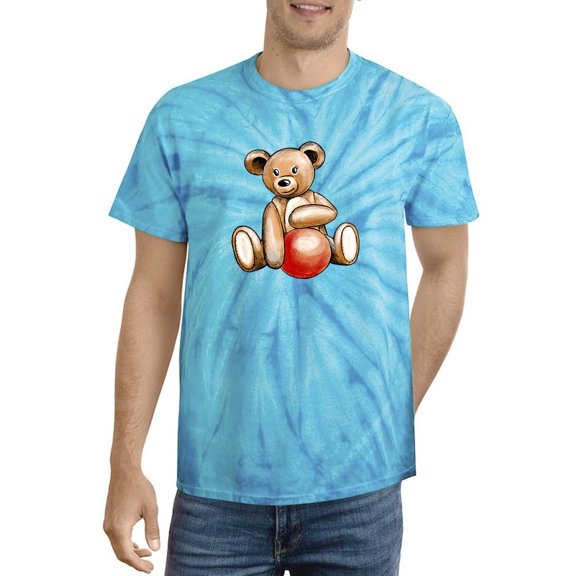 Teddy Bear Holding Red Ball Tie Dye Cyclone Men -Image by Shutterstock, Male Large