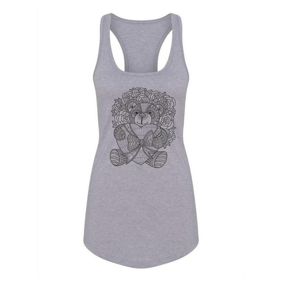 Teddy Bear In Pattern Racerback Tank Women -Image by Shutterstock, Female Large