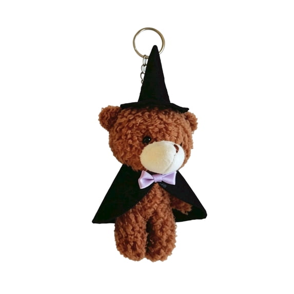 Teddy Bear Keychain Halloween Plush 6 X 3 Inch Witch Themed Small Plush Keychain for Backpack and Bag Accessory
