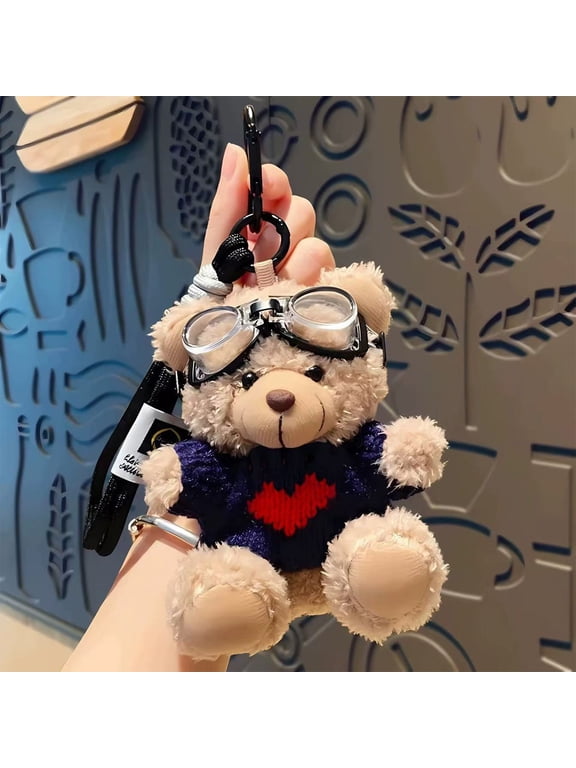 Teddy Bear Keychain Plush Mini Stuffed Teddy Bear with Metal Clip Soft Cuddly Keyring Toy for Backpack Car Keys Wallet Cute Gift for Kids Collectors Birthday Christmas Holiday Decor