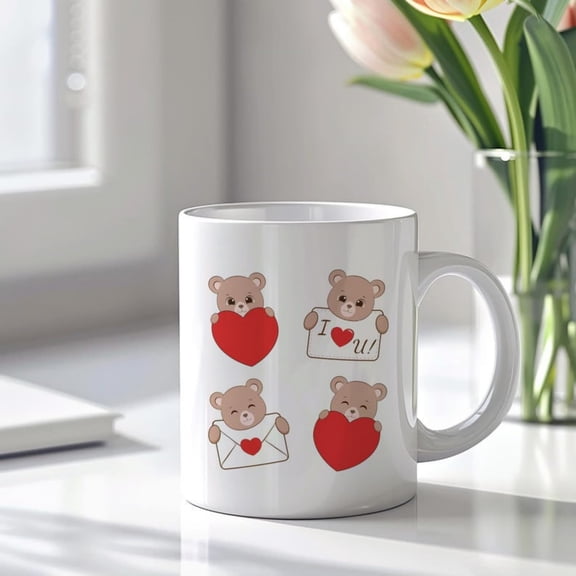 Teddy Bear Love Mug Couples Romantic Coffee Cup Gift Idea 0ml.