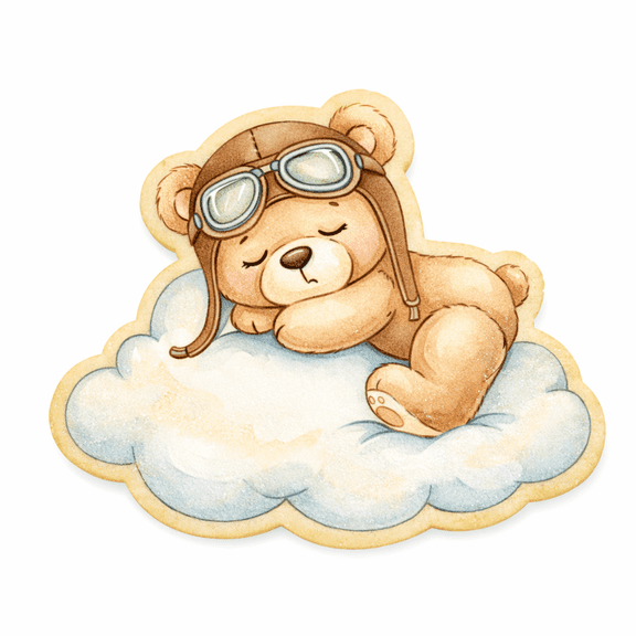 Teddy Bear Napping on a Cloud Cookie Cutter and Stamp