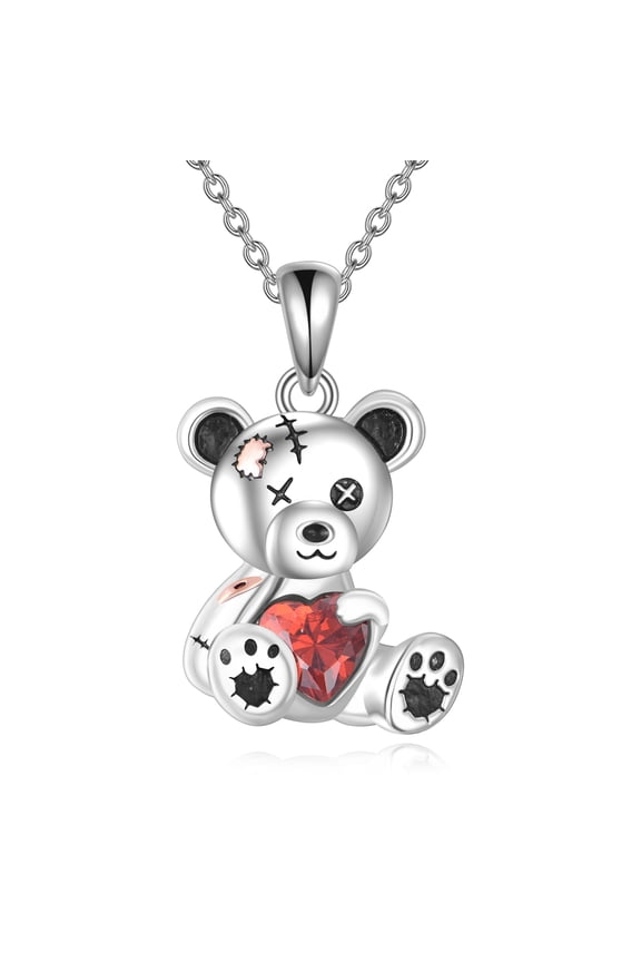Teddy Bear Necklace 925 Sterling Silver Broken Teddy Bear Pendant Necklace Teddy Jewelry Gifts for Women Teddy Bear Lover