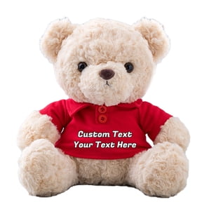 Teddy Bear Personalized Plush Toys, Customized Gifts Stuffed Bear with Text as Gift on Christmas Birthday (8 IN--Text)
