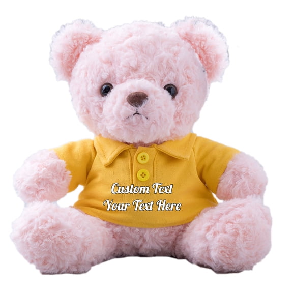 Teddy Bear Personalized Plush Toys, Customized Gifts Stuffed Bear with Text as Gift on Christmas Birthday (8 IN-Text)
