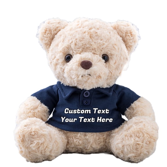 Teddy Bear Personalized Plush Toys, Customized Gifts Stuffed Bear with Text as Gift on Christmas Birthday (8 IN--Text)