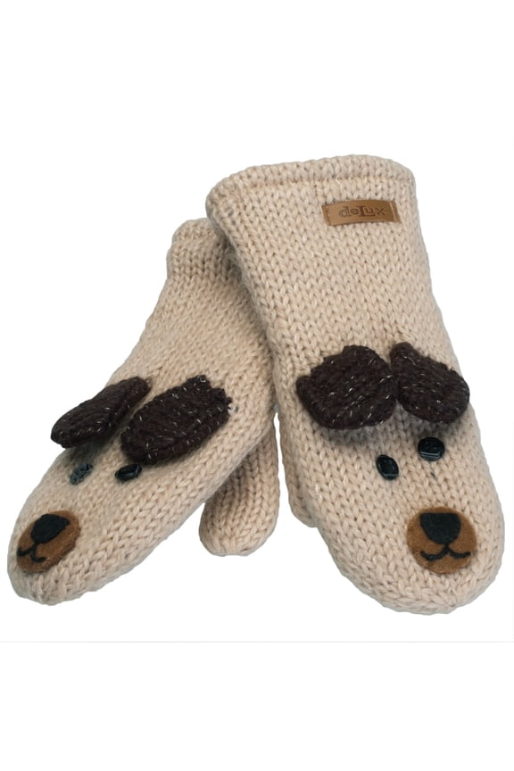 Teddy Bear Pilot Knit Mittens