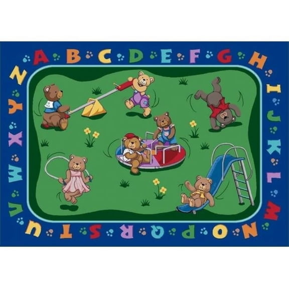 Teddy Bear Playground 5 ft.4 in. x 7 ft.8 in.  WearOn Nylon Machine Tufted- Cut Pile Educational Rug